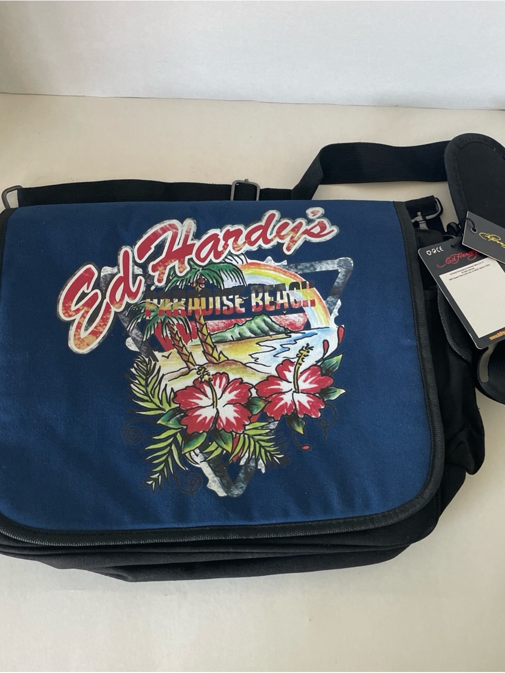 New Ed Hardy Messenger Bag Crossbody Paradise Beach Christian Audigier NWT